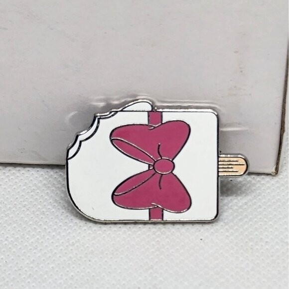 Disney Pink Bow Ice Cream Enamel Pin With Bite Detail Collectible - Picture 2 of 7